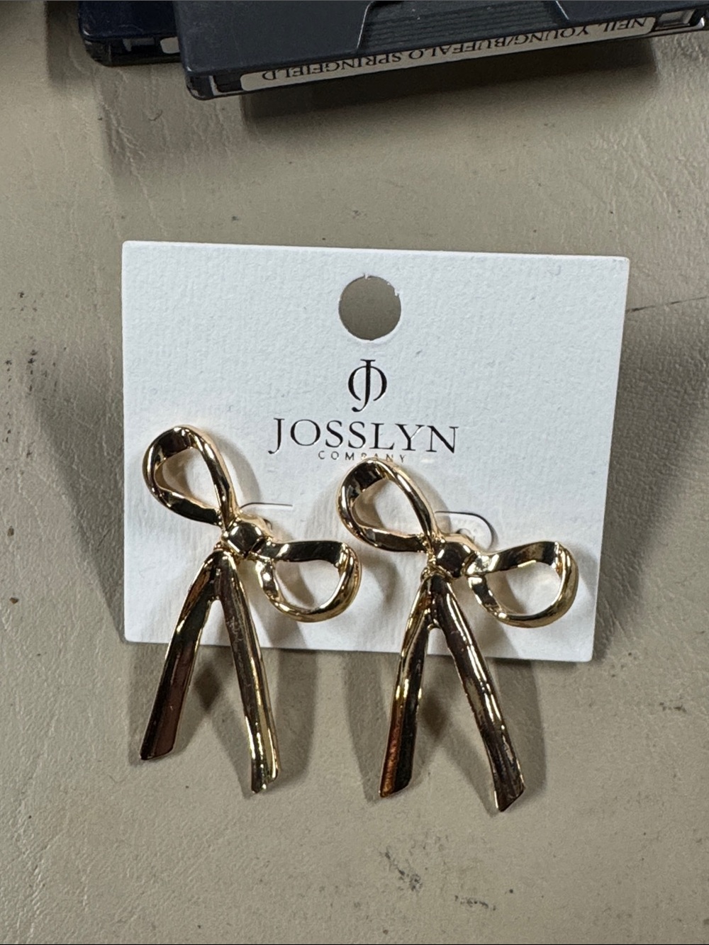Gold Bow Drop Earrings